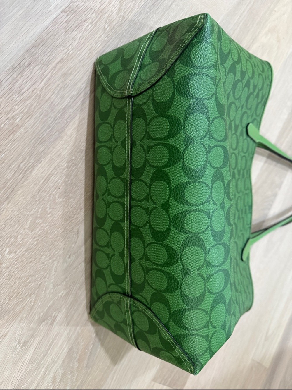 Coach Green Signature Tote with Floral Accent Wristlet - Picture 4 of 9